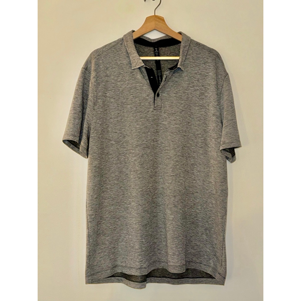 Men's Lululemon Evolution Sport Gray & Black Polo Shirt size XXL Golf Polo